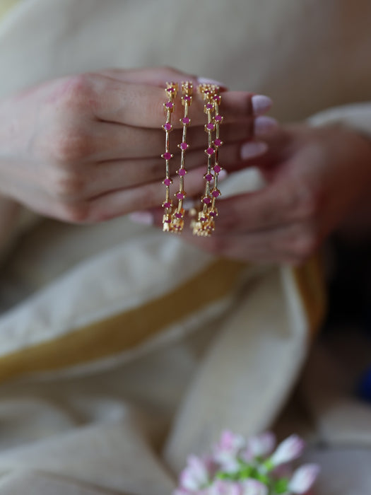 Heritage gold plated ruby stone bangle (1 set  of 2 bangles) HB216