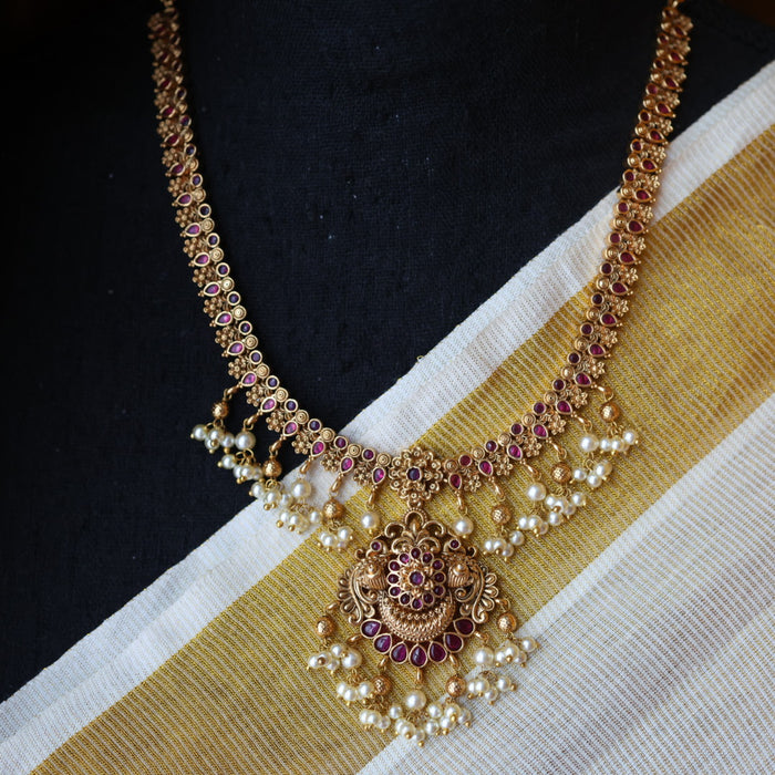 Antique gold short necklace with earrings SS104566