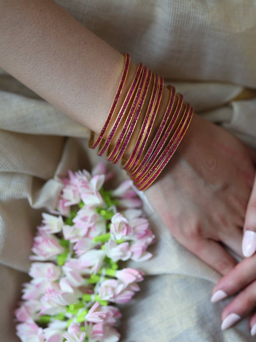 Heritage gold plated ruby stone bangle (1 set  of 2 bangles) HB210