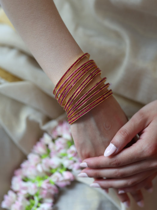 Heritage gold plated ruby stone bangle (1 set  of 2 bangles) HB210