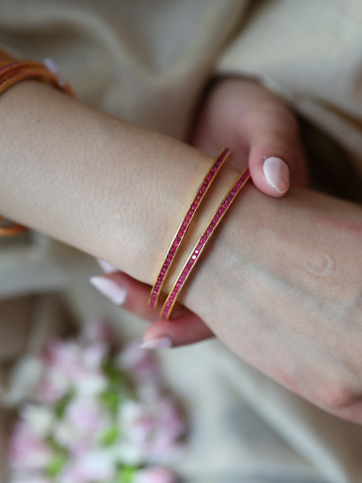 Heritage gold plated ruby stone bangle (1 set  of 2 bangles) HB210