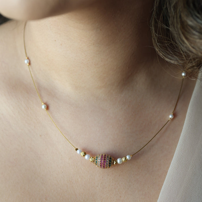 Heritage gold plated invisible necklace IN10109