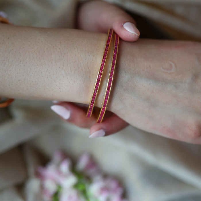 Heritage gold plated ruby stone bangle (1 set  of 2 bangles) HB210
