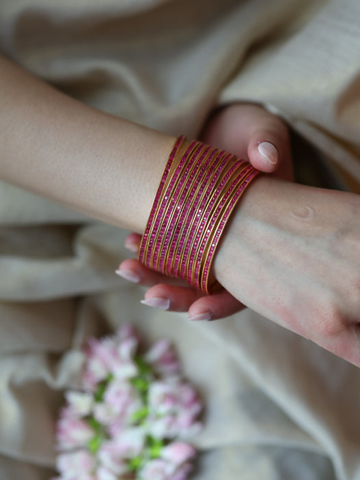 Heritage gold plated ruby stone bangle (1 set  of 2 bangles) HB210