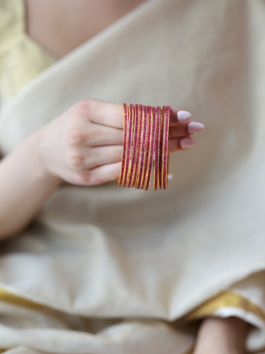 Heritage gold plated ruby stone bangle (1 set  of 2 bangles) HB210