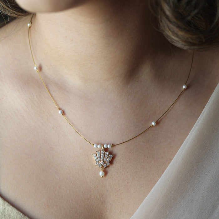 Heritage gold plated invisible short necklace IN9024