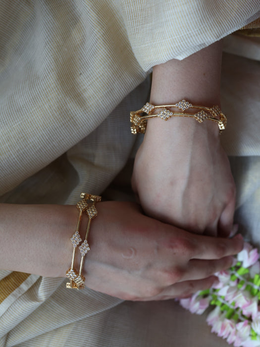 Heritage gold plated white stone bangle (1 set  of 2 bangles) HB7882