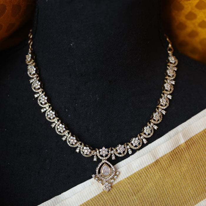 Antique white stone short necklace with earrings TTS423