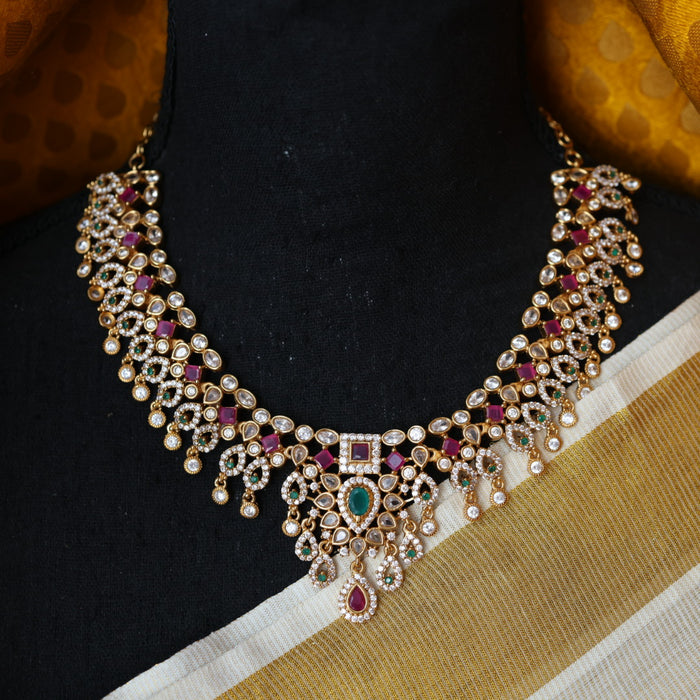 Antique multi stone short necklace with earrings S1B1677