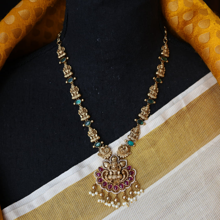 Antique stone and pearl short necklace with earrings S1B256