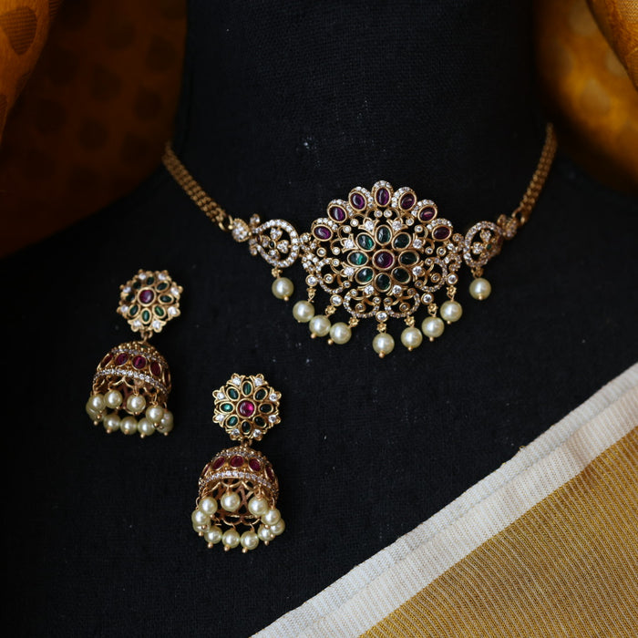 Antique choker necklace and earrings CCB174899