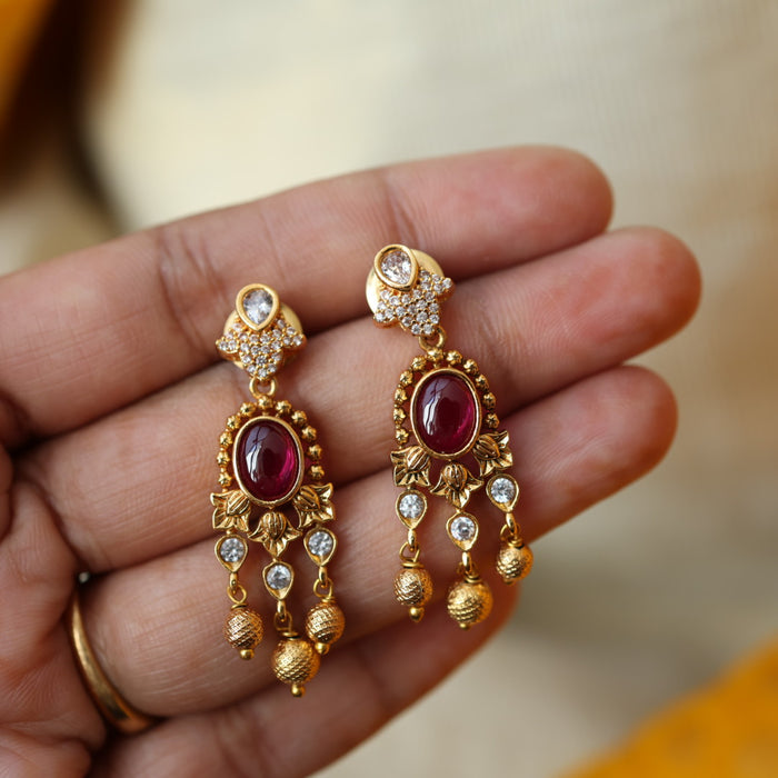 Antique navarathna short necklace with earrings S1B1679