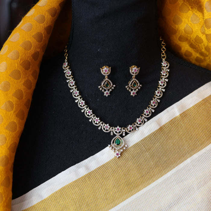 Antique  multi stone short necklace with earrings TTS42455