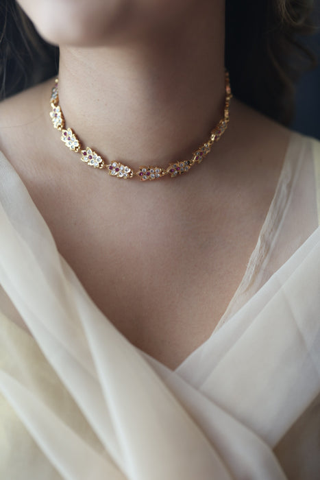 Heritage gold plated choker short necklace H2198