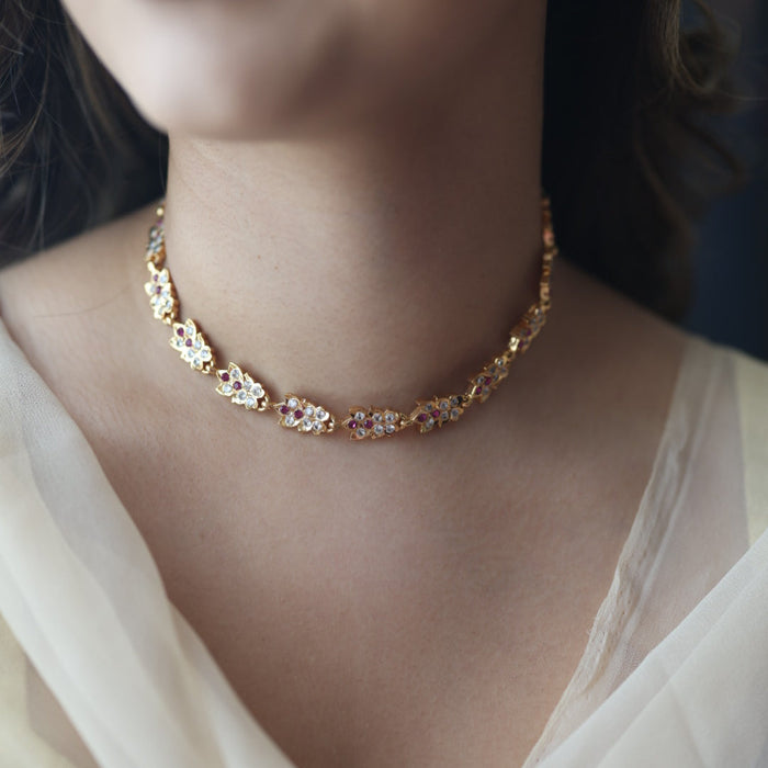 Heritage gold plated choker short necklace H2198
