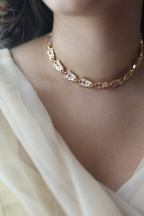 Heritage gold plated choker short necklace H2198