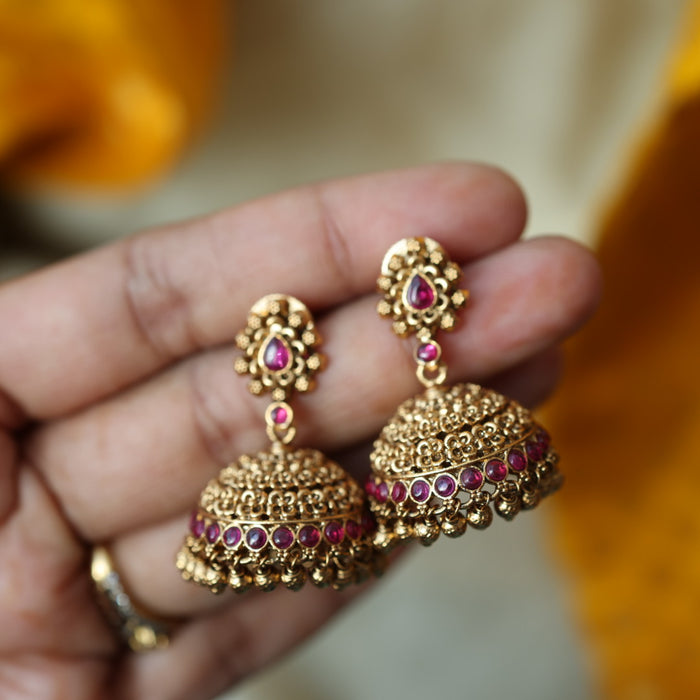 Antique gold short necklace with earrings G7654