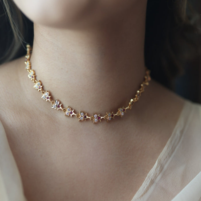 Heritage gold plated pearl choker short necklace set H2189