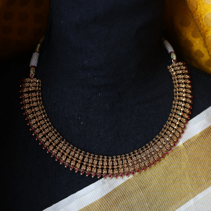 Antique gold short necklace with earrings G7654