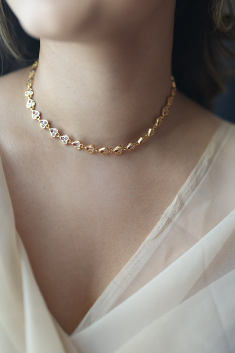 Heritage gold plated pearl choker short necklace set H2189
