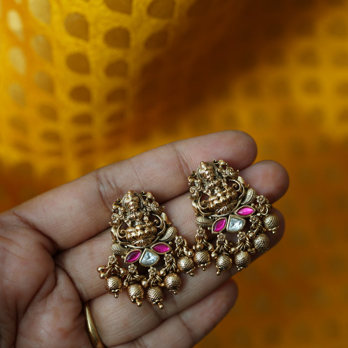 Antique gold short necklace with earrings G7656