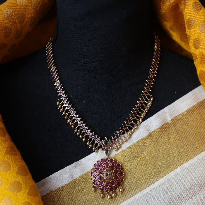 Antique ruby short necklace with earrings RUB678