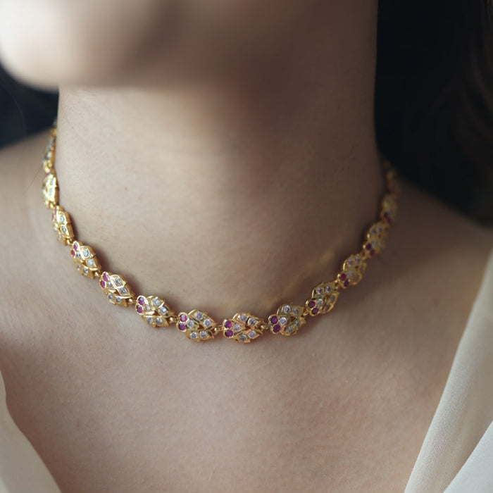 Heritage gold plated choker short necklace H2154