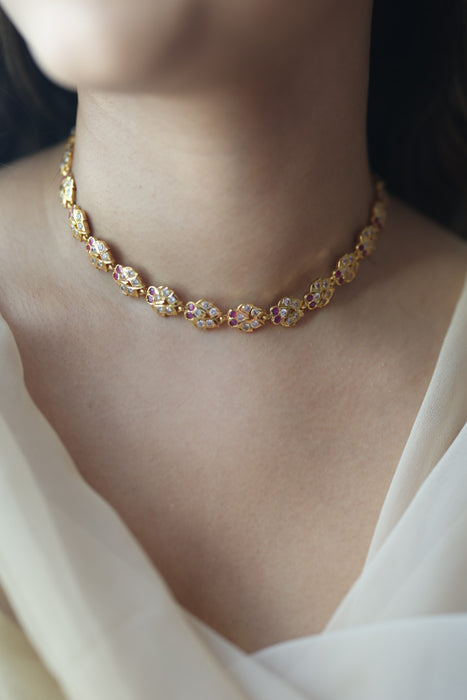Heritage gold plated choker short necklace H2154