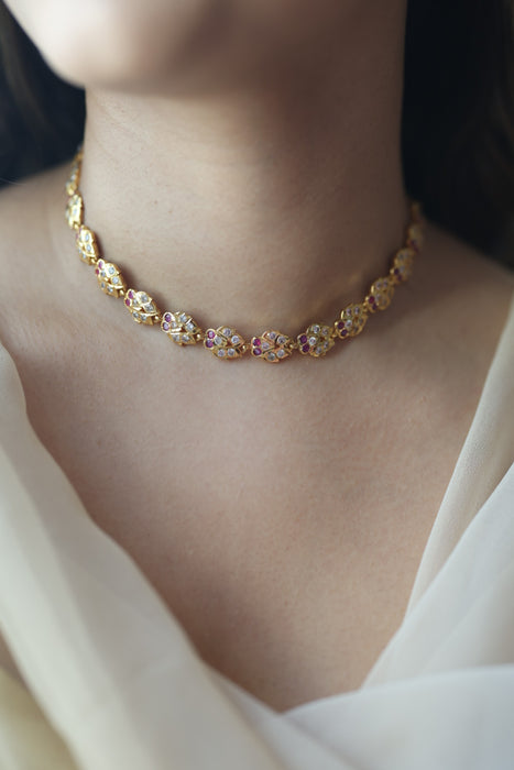 Heritage gold plated choker short necklace H2154