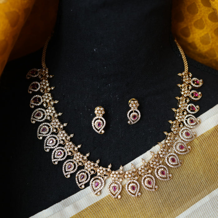Antique mango short necklace with earrings S1B1681