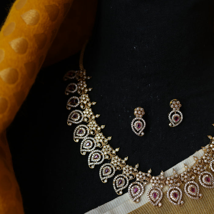 Antique mango short necklace with earrings S1B1681