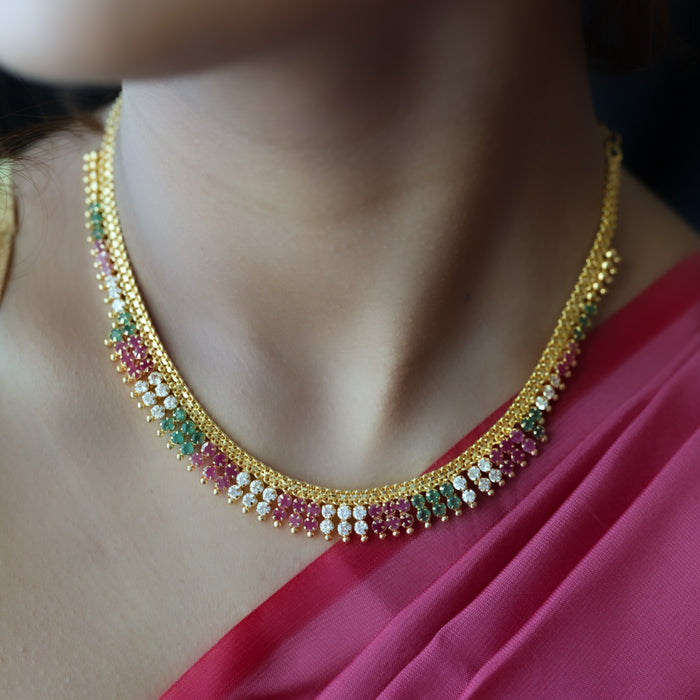 Heritage gold plated multi stone short necklace H5802