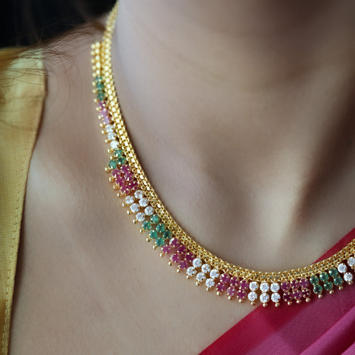 Heritage gold plated multi stone short necklace H5802