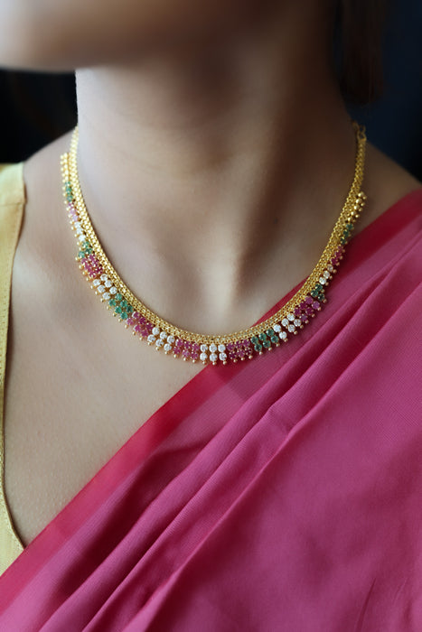 Heritage gold plated multi stone short necklace H5802