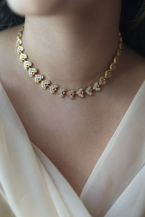 Heritage gold plated choker short necklace H2175