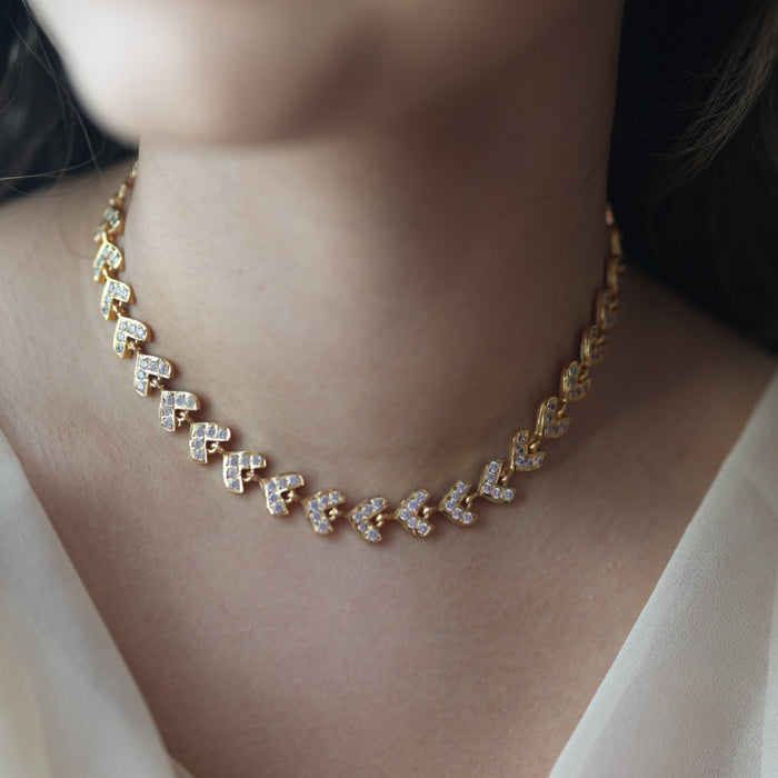 Heritage gold plated choker short necklace H2175