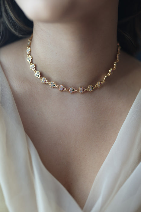 Heritage gold plated choker short necklace H2134