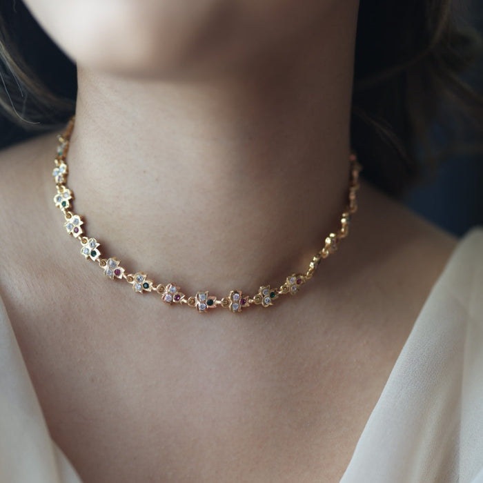 Heritage gold plated choker short necklace H2134