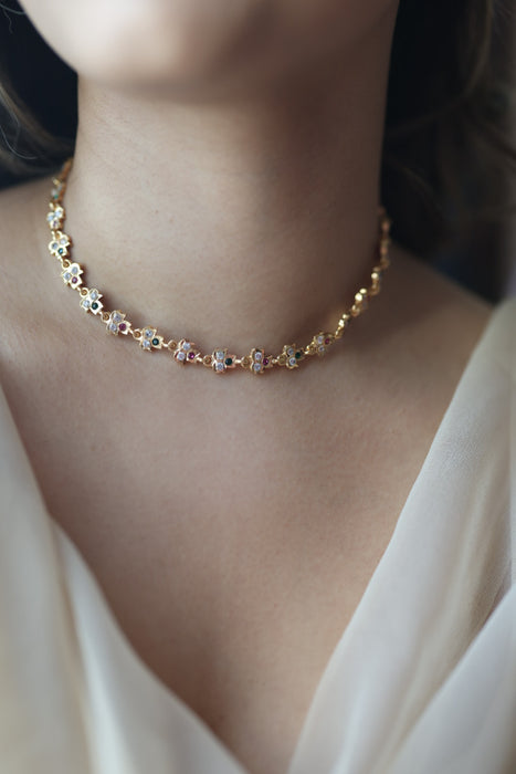 Heritage gold plated choker short necklace H2134