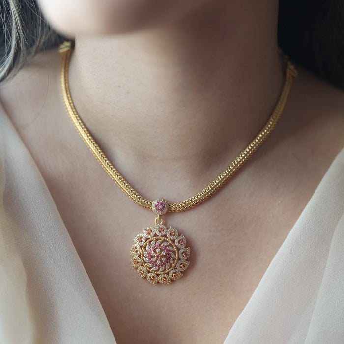 Heritage gold plated short necklace H2799