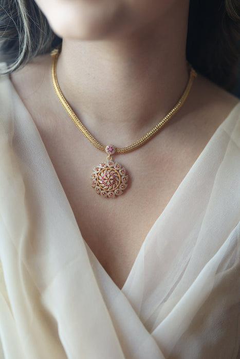 Heritage gold plated short necklace H2799