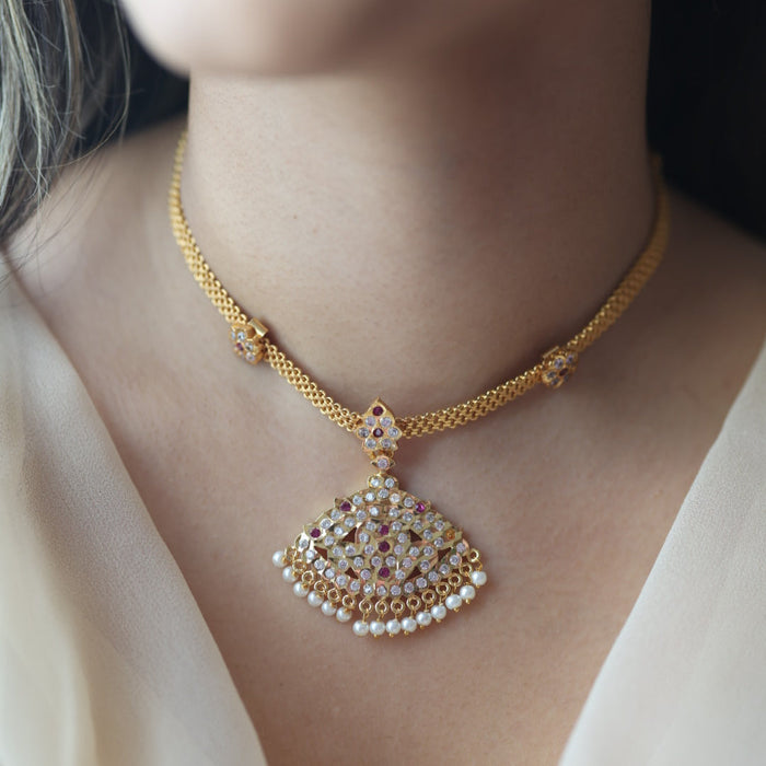 Heritage gold plated choker short necklace H5772