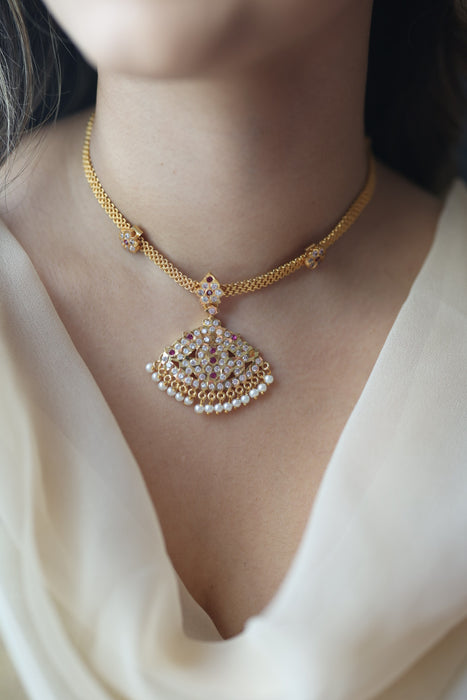 Heritage gold plated choker short necklace H5772