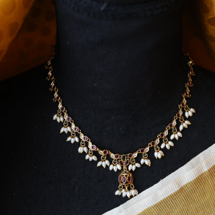 Antique short necklace with earrings TTS4678