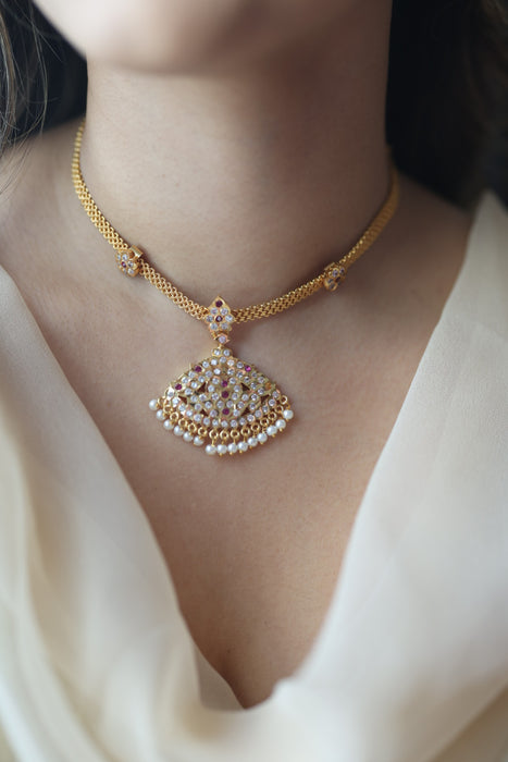 Heritage gold plated choker short necklace H5772
