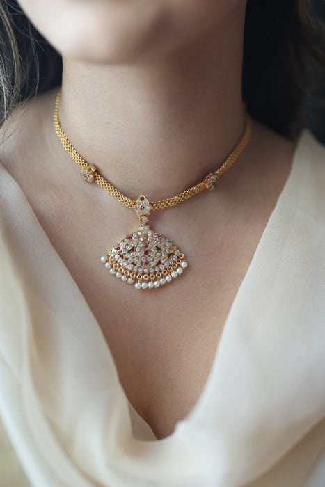 Heritage gold plated choker short necklace H5772