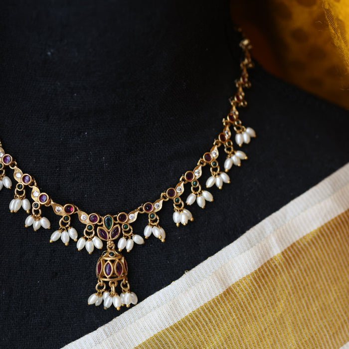 Antique short necklace with earrings TTS4678