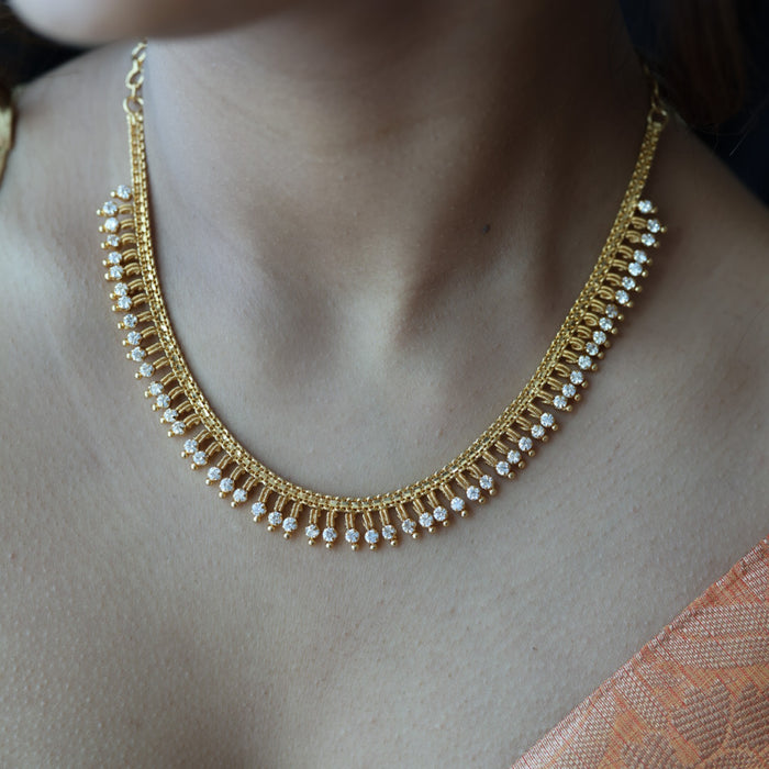 Heritage gold plated white stone short necklace H5801