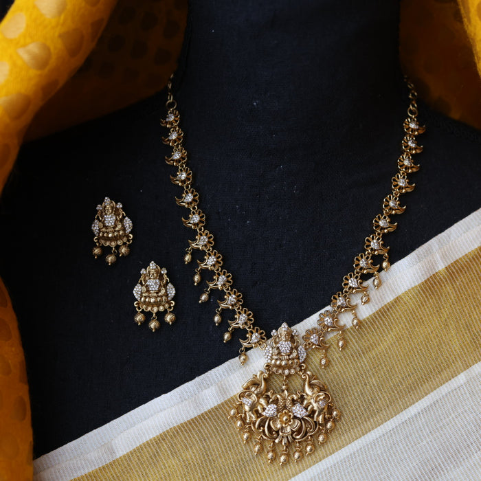 Antique white stone short necklace with earrings TTS43544