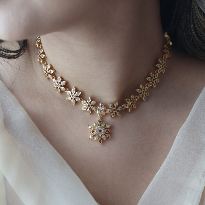 Heritage gold plated choker short necklace H289